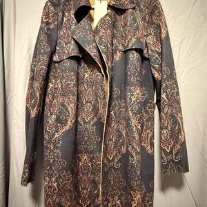 Elegant Paisley Trench Coat